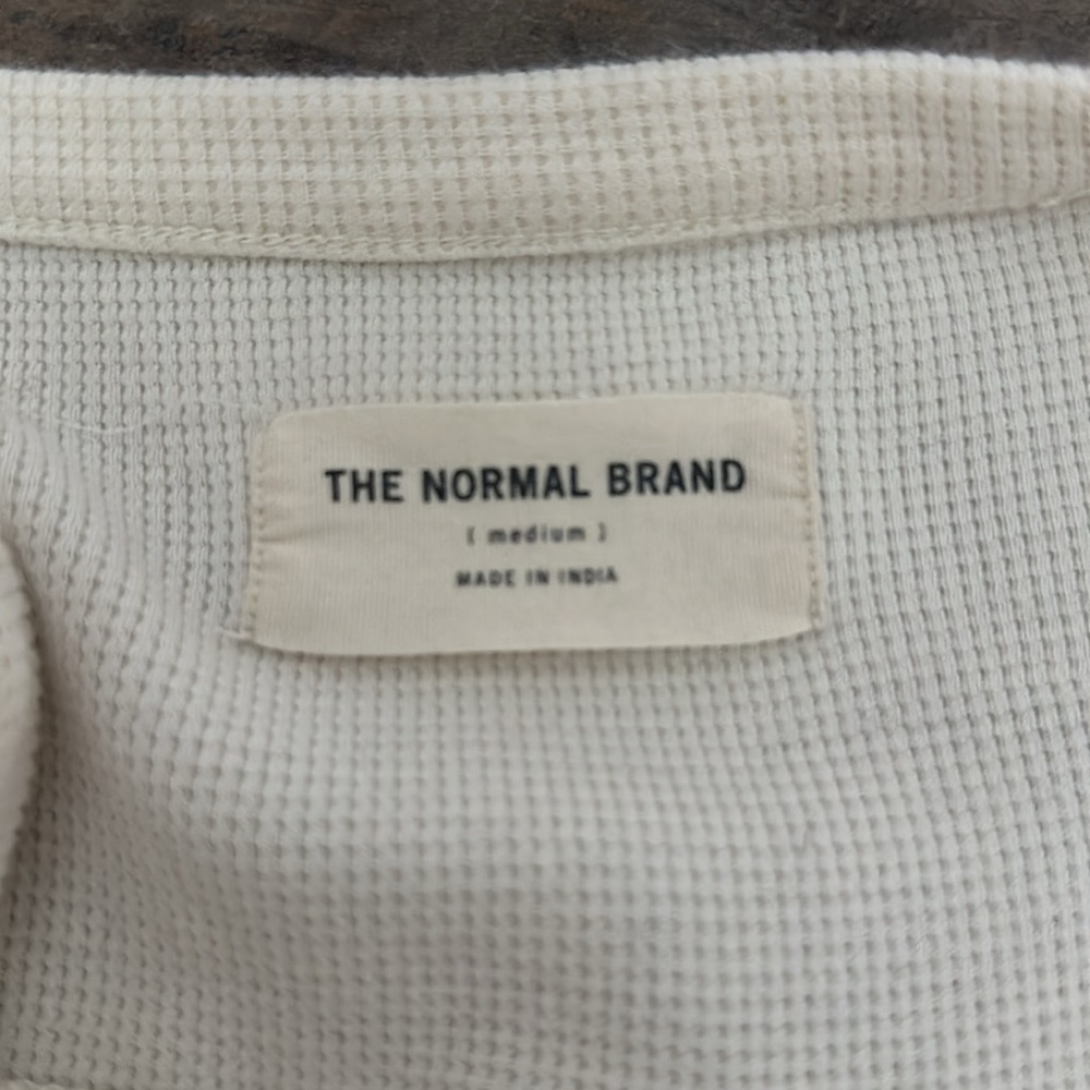 THE NORMAL BRAND THERMAL WAFFLE WEAVE V NECK LONG SLEEVE HENLEY SIZE M d12 - Picture 6 of 7